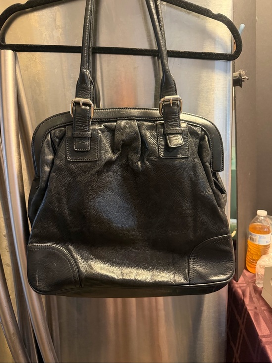 Club Monaco Handbags - Club Monaco Black Leather Shoulder Bag with Buckle Straps